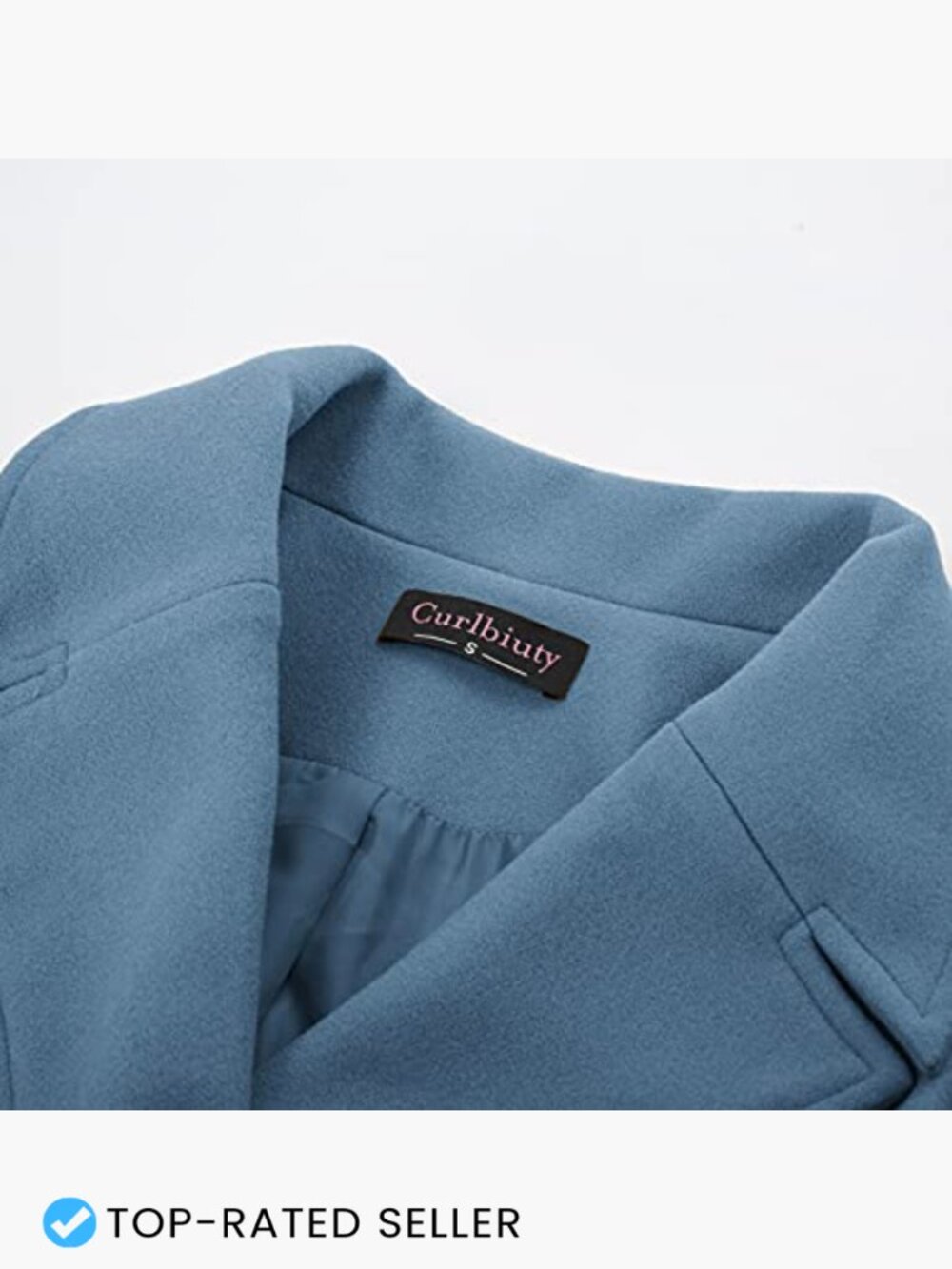 Double Breasted Pea Coat A-Line Long Trench Winter Dress Coat with Pockets - Picture 4 of 7